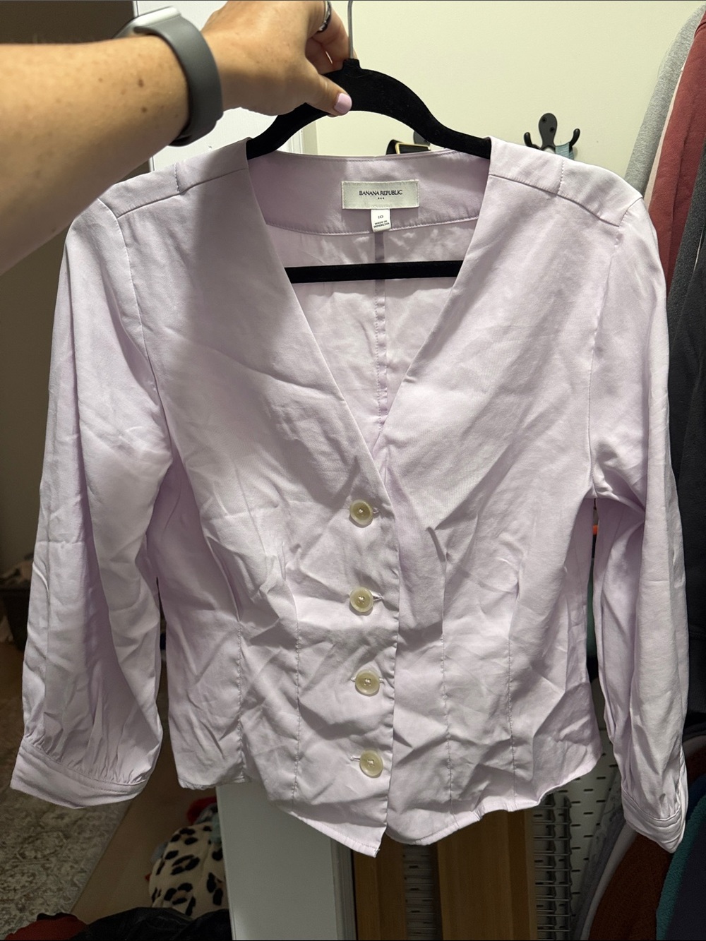 Banana Republic - TWILL 3/4-SLEEVE CORSET SHIRT  Light Lavender